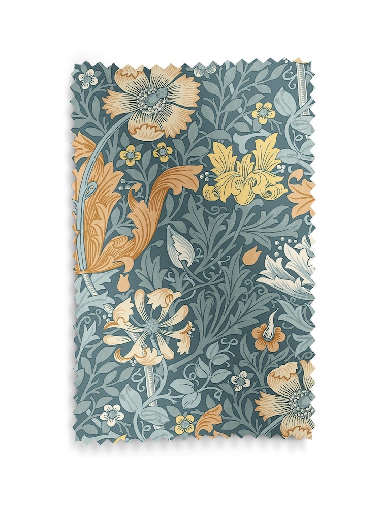 William Morris At Home Blue Compton Velvet Made to Measure Curtains - Image 9 of 9