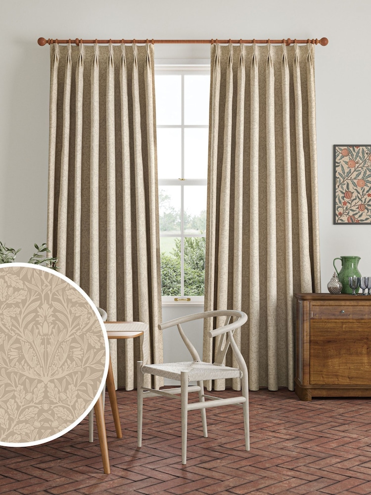William Morris At Home Clay Natural Acorn Velvet Made to Measure Curtains - Image 1 of 9