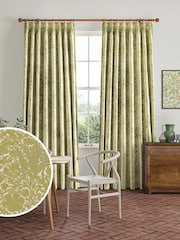 William Morris At Home Apple Green Compton Silhouette Velvet Made to Measure Curtains - Image 1 of 9