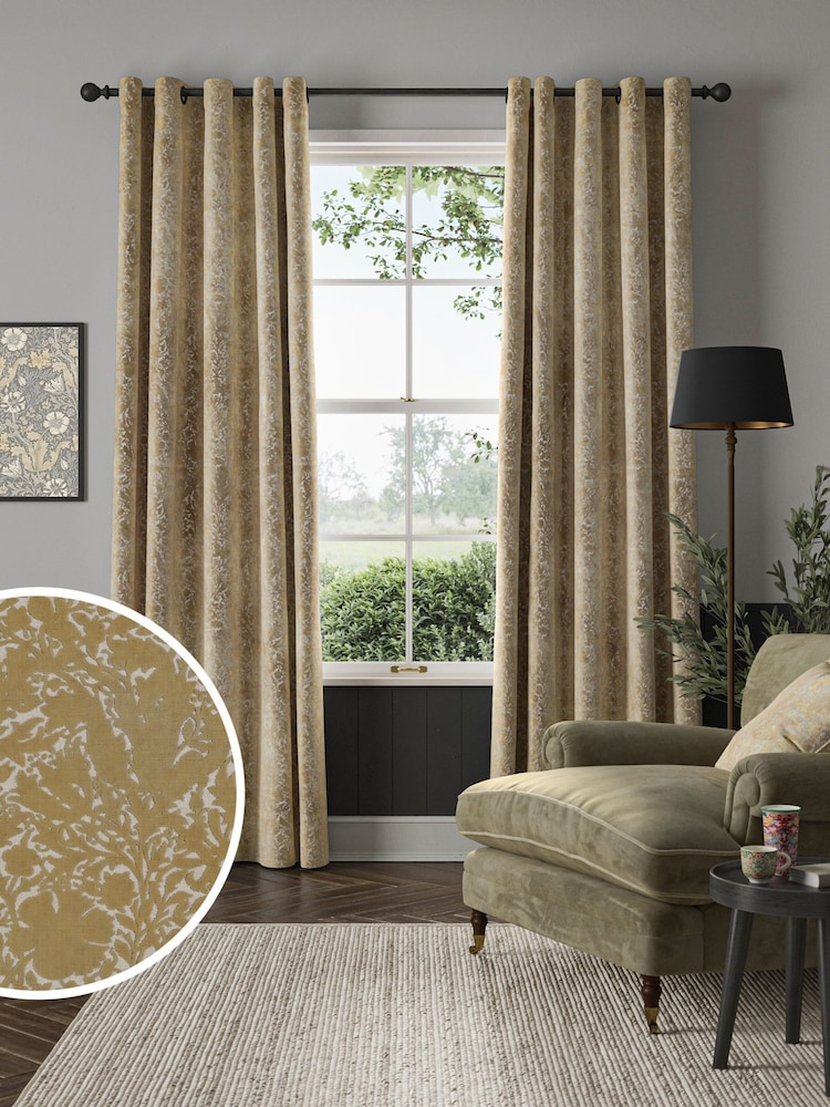 William Morris At Home Barley Natural Compton Silhouette Velvet Made to Measure Curtains - Image 1 of 9