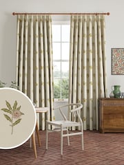 William Morris At Home Natural/Green Fruit Embroidery Made to Measure Curtains - Image 1 of 9