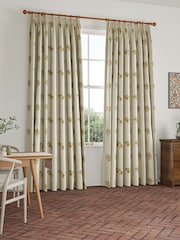 William Morris At Home Natural/Green Fruit Embroidery Made to Measure Curtains - Image 2 of 9