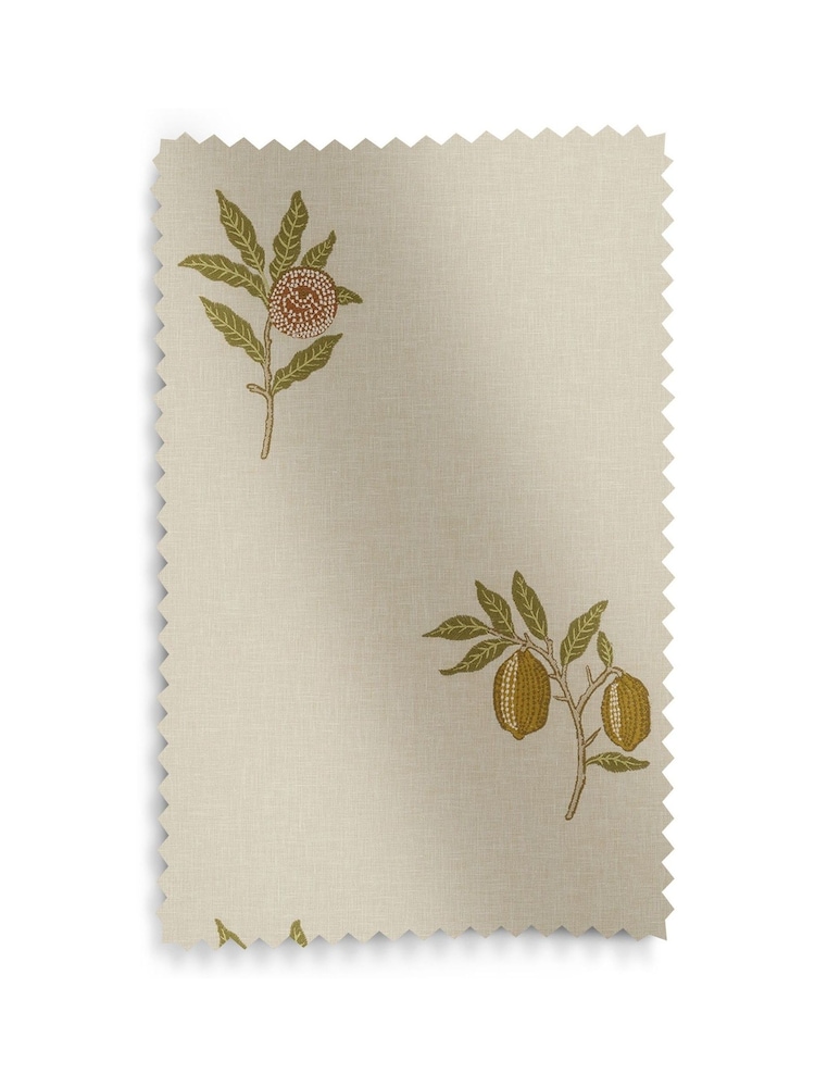 William Morris At Home Natural/Green Fruit Embroidery Made to Measure Curtains - Image 9 of 9