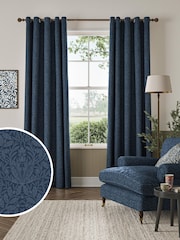 William Morris At Home Midnight Blue Acorn Velvet Made to Measure Curtains - Image 1 of 9