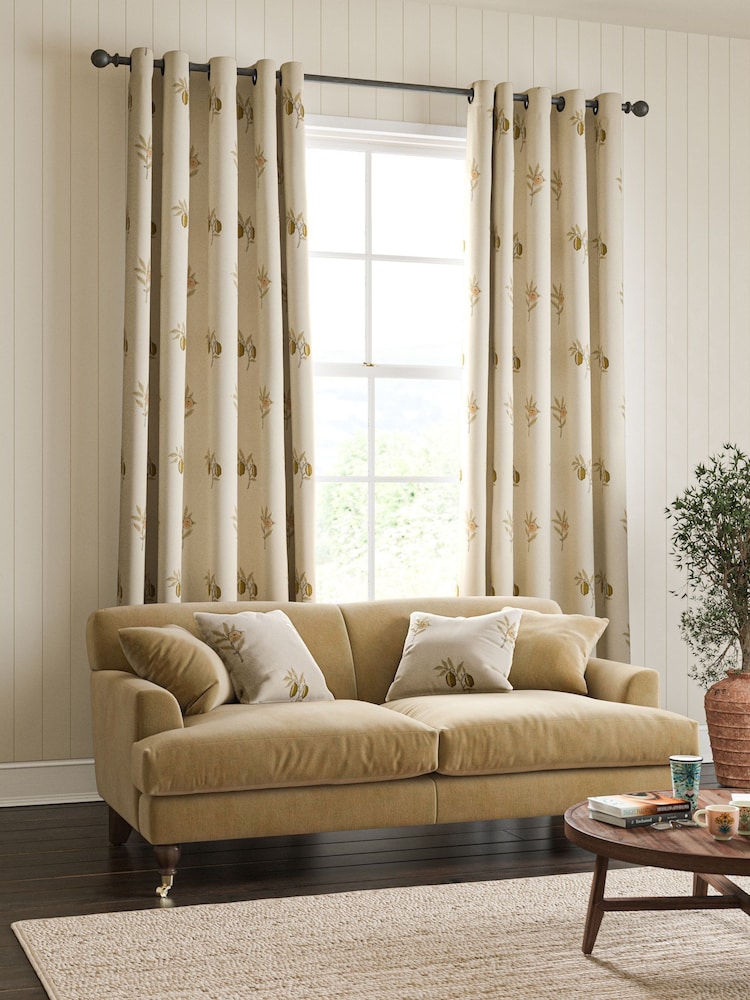 William Morris At Home Natural Fruit Embroidery Made to Measure Curtains - Image 2 of 9