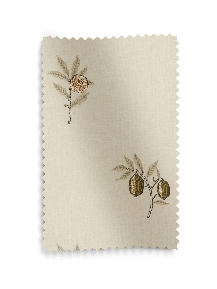 William Morris At Home Natural Fruit Embroidery Made to Measure Curtains - Image 9 of 9