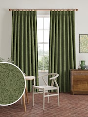 William Morris At Home Moss Green Acorn Velvet Made to Measure Curtains - Image 1 of 9