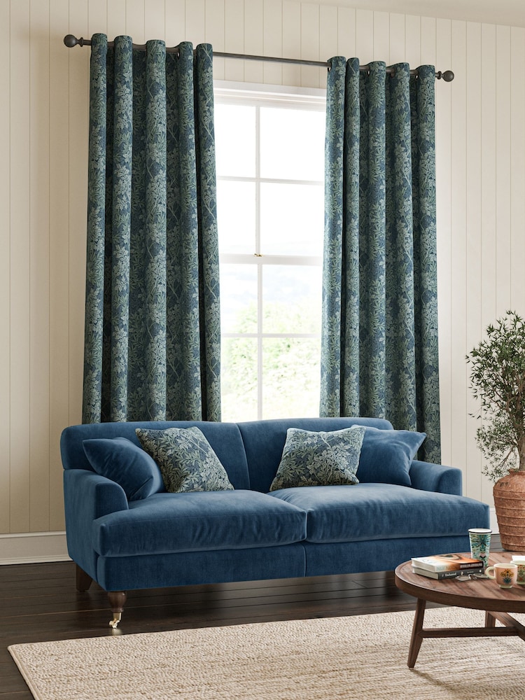 William Morris At Home Indigo Blue Foliage Made to Measure Curtains - Image 2 of 9