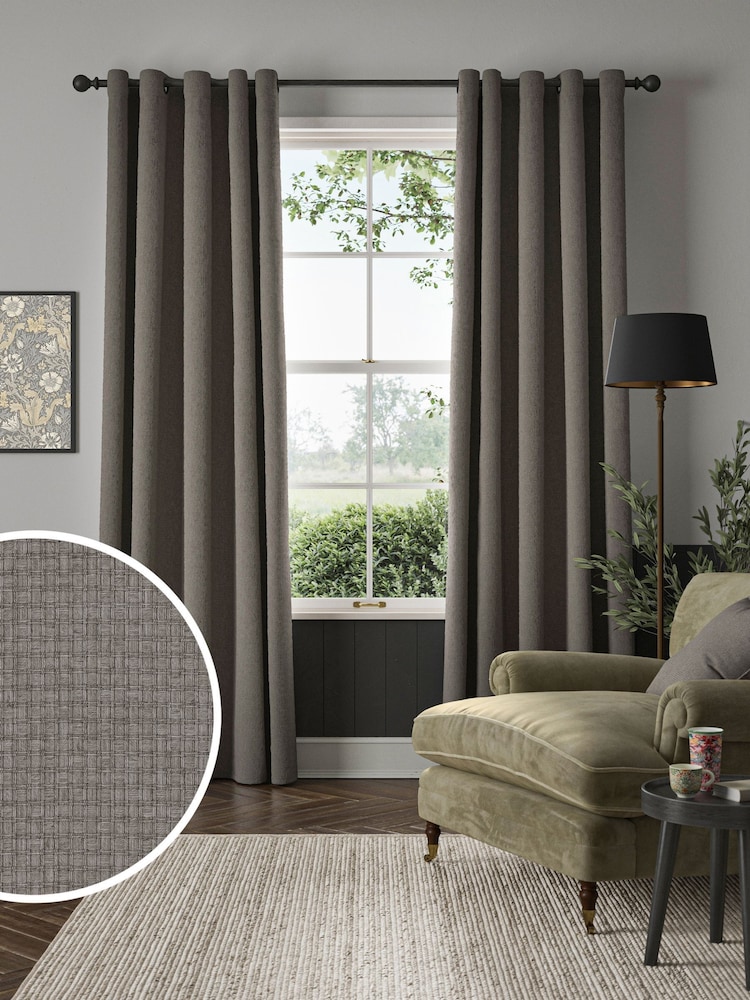William Morris At Home Cobble Brown Reed Made to Measure Curtains - Image 1 of 9