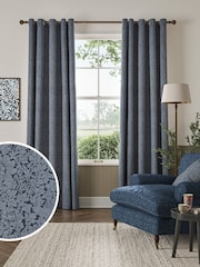 William Morris At Home Midnight Blue Bird and Anemone Woven Made to Measure Curtains - Image 1 of 9