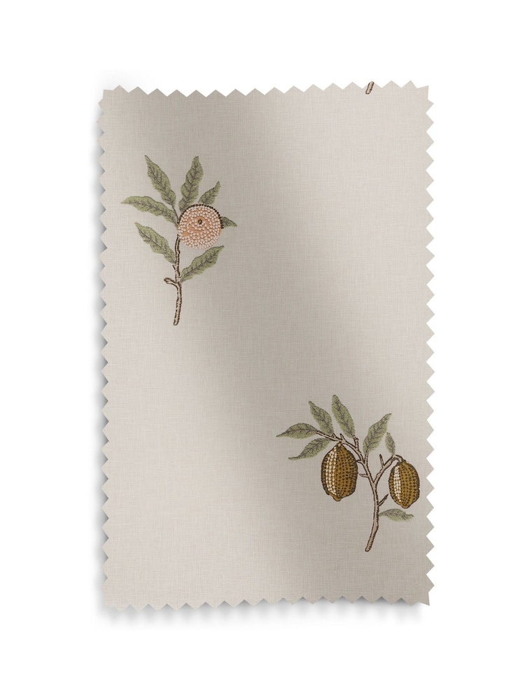 William Morris At Home Natural/Sage Green Fruit Embroidery Made to Measure Curtains - Image 9 of 9