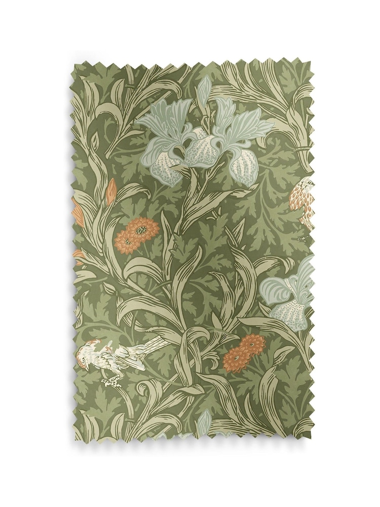 William Morris At Home Moss Green Iris Made to Measure Curtains - Image 9 of 9