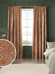 William Morris At Home Terracotta Orange Compton Silhouette Velvet Made to Measure Curtains - Image 1 of 9