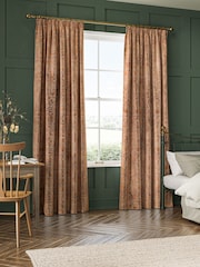 William Morris At Home Terracotta Orange Compton Silhouette Velvet Made to Measure Curtains - Image 2 of 9