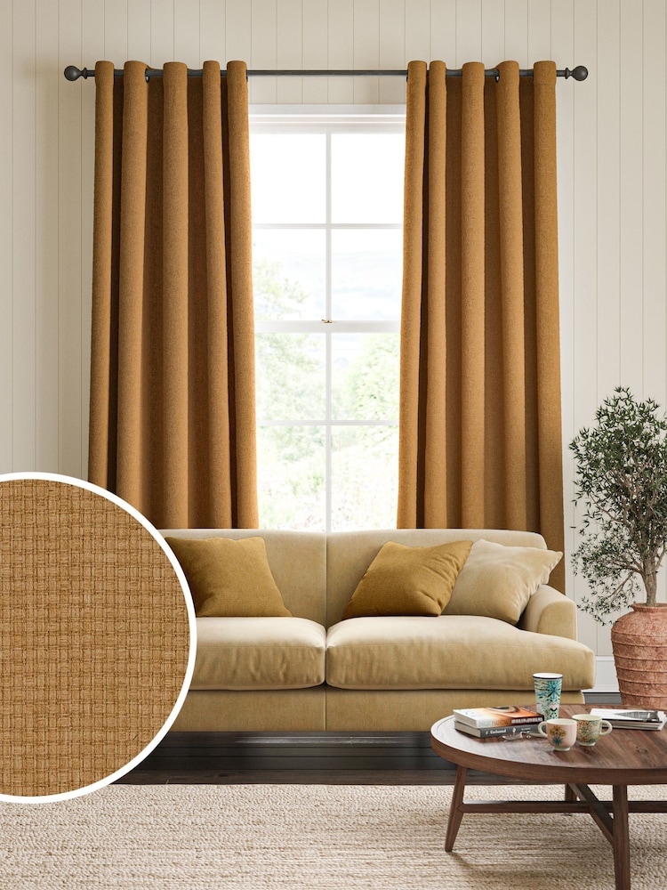 William Morris At Home Russet Brown Reed Made to Measure Curtains - Image 1 of 9