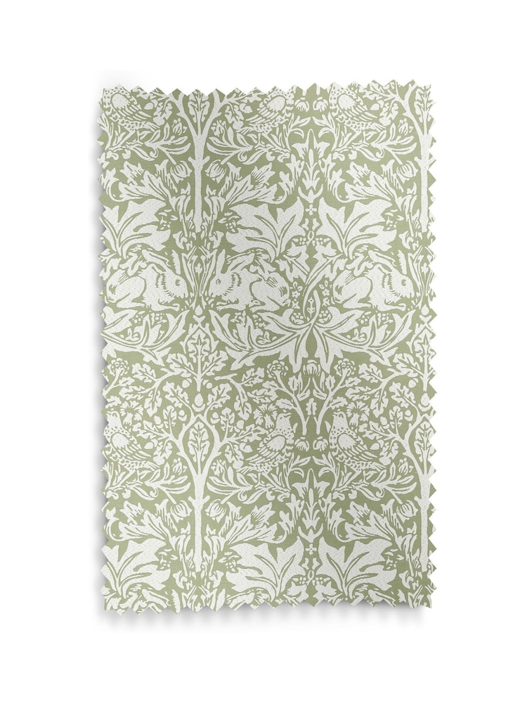 William Morris At Home Sage Green Brother Rabbit Woven Made to Measure Curtains - Image 9 of 9