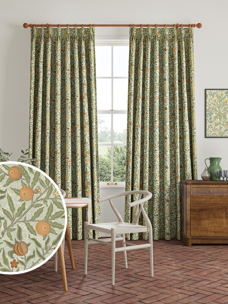 William Morris At Home Lichen Green Fruit Made to Measure Curtains - Image 1 of 9