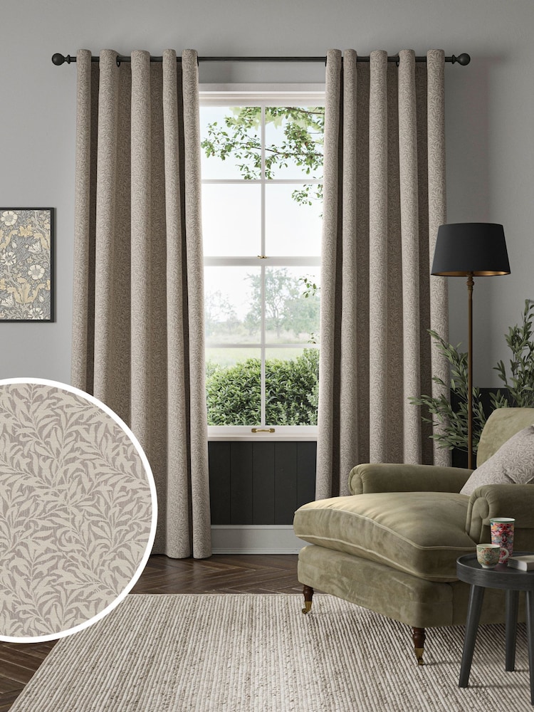 William Morris At Home Cobble Brown Willow Bough Woven Made to Measure Curtains - Image 1 of 9