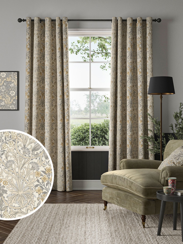 William Morris At Home Barley Grey Woodland Weeds Made to Measure Curtains - Image 1 of 9