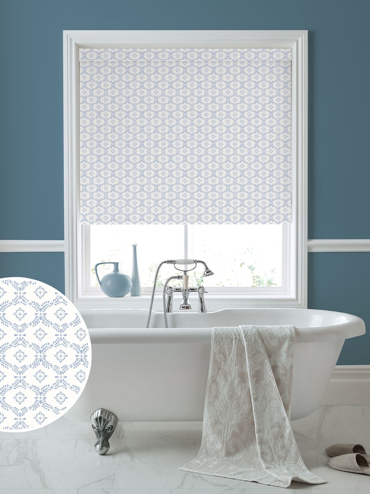 Laura Ashley Cobalt Blue Norton Made to Measure Roller Blind - Image 1 of 6