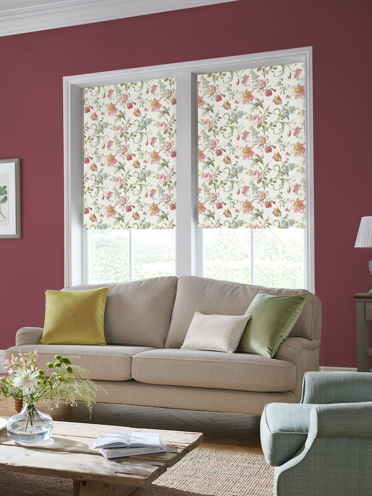 Laura Ashley Cream/Red Rosalind Made to Measure Roller Blind - Image 2 of 6