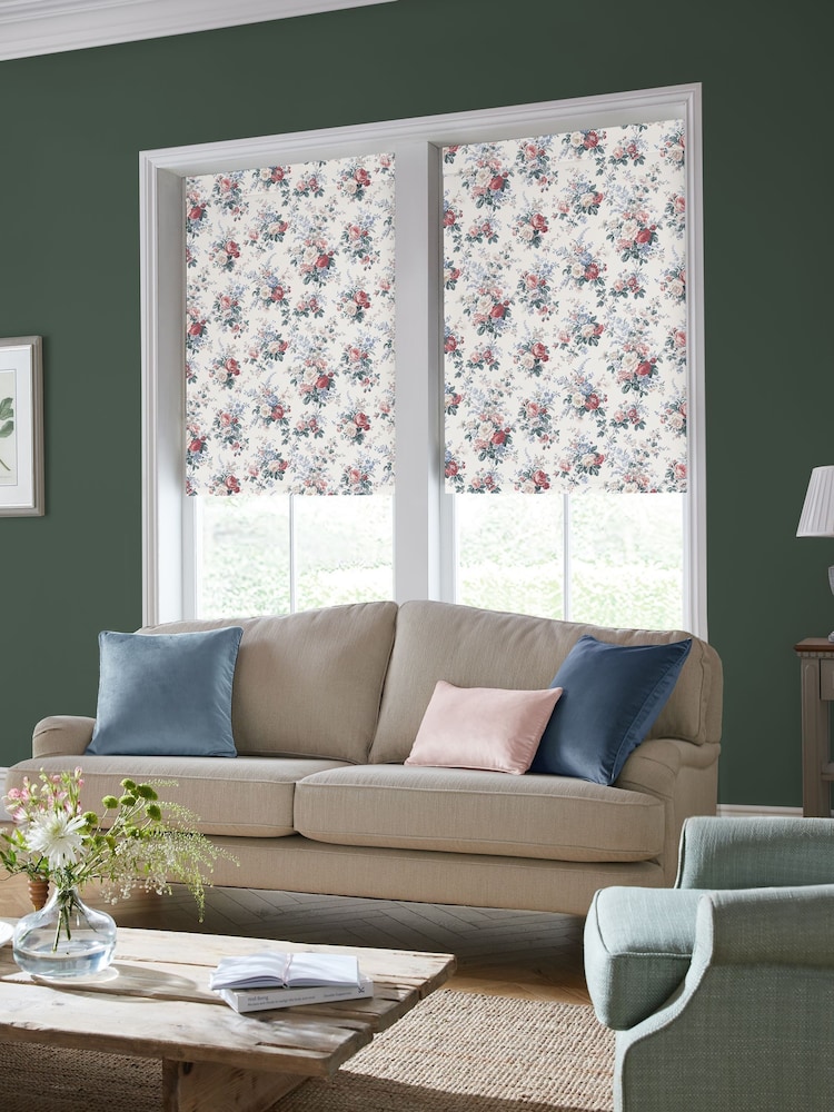 Laura Ashley Cream/Red Stowe Made to Measure Roller Blind - Image 2 of 6