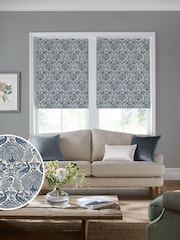 Laura Ashley Seaspray Blue Peacock Damask Made to Measure Roller Blind - Image 1 of 6