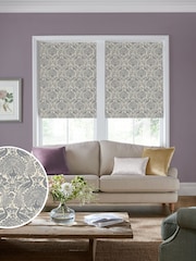 Laura Ashley Steel Grey Peacock Damask Made to Measure Roller Blind - Image 1 of 6