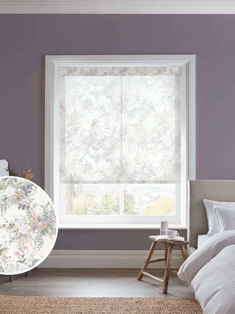 Laura Ashley Purple Linlithgow Sheer Made to Measure Roller Blind - Image 1 of 6