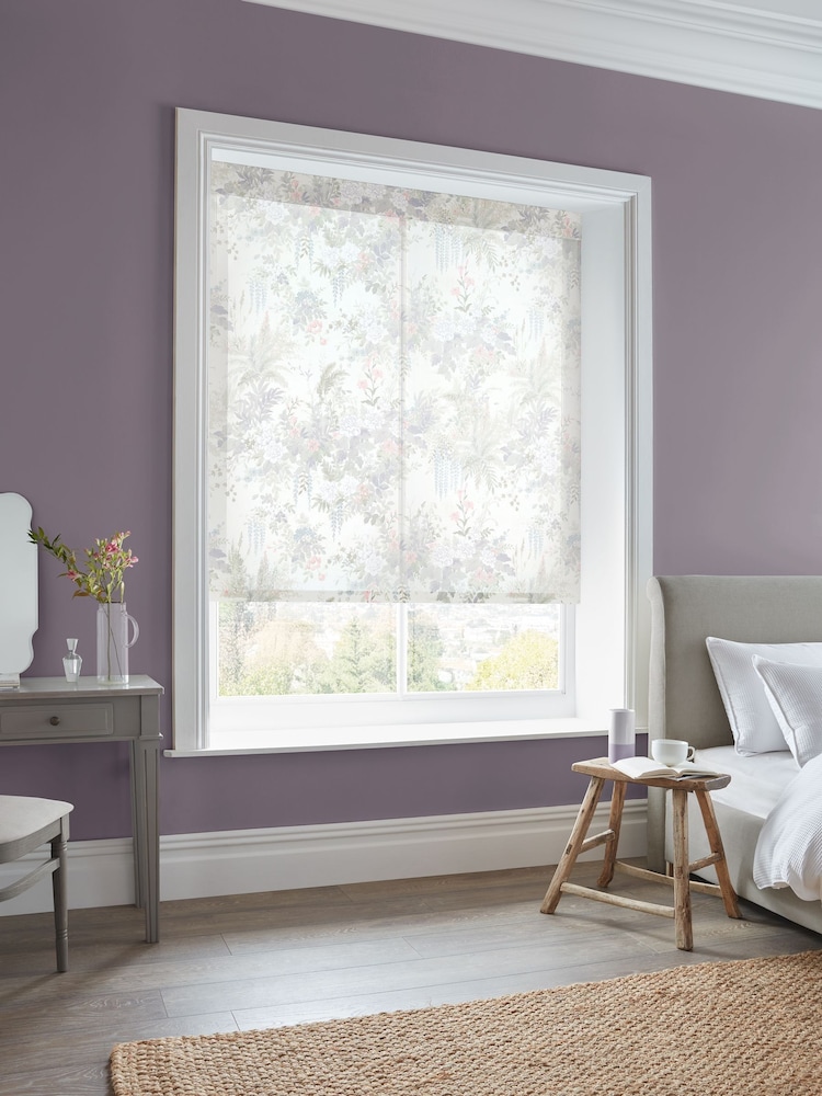 Laura Ashley Purple Linlithgow Sheer Made to Measure Roller Blind - Image 2 of 6