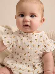 Reiss Ivory Print Eleanora Cotton Seersucker Floral Print Romper - Image 1 of 4