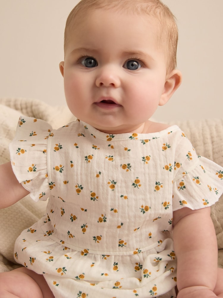 Reiss Ivory Print Eleanora Cotton Seersucker Floral Print Romper - Image 1 of 4 Reiss Ivory Print Eleanora Cotton Seersucker Floral Print Romper - Image 1 of 4