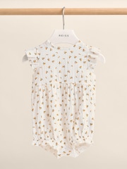 Reiss Ivory Print Eleanora Cotton Seersucker Floral Print Romper - Image 2 of 4
