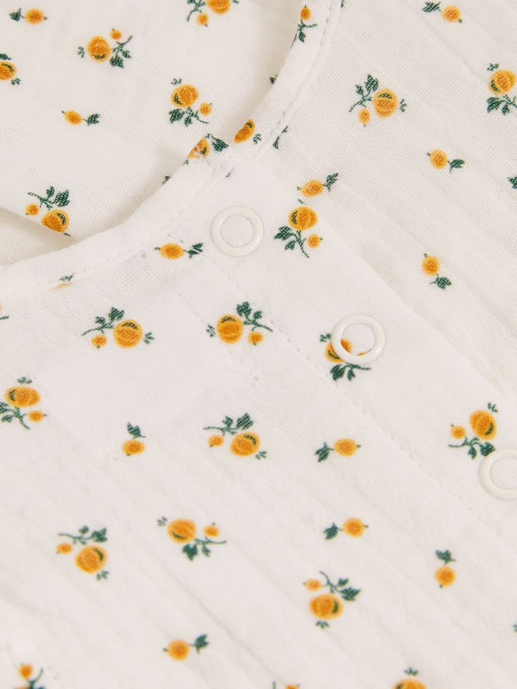 Reiss Ivory Print Eleanora Cotton Seersucker Floral Print Romper - Image 4 of 4