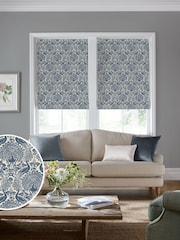 Laura Ashley Seaspray Blue Peacock Damask Made to Measure Roman Blind - Image 1 of 6