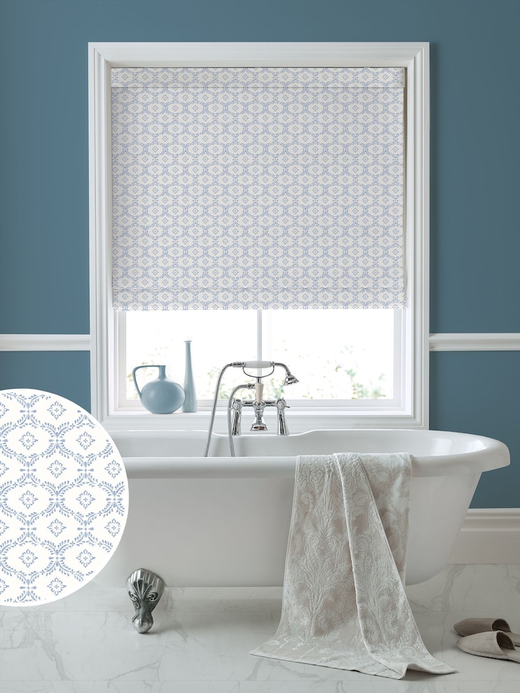 Laura Ashley Cobalt Blue Norton Made to Measure Roman Blind - Image 1 of 6