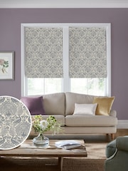 Laura Ashley Steel Grey Peacock Damask Made to Measure Roman Blind - Image 1 of 6