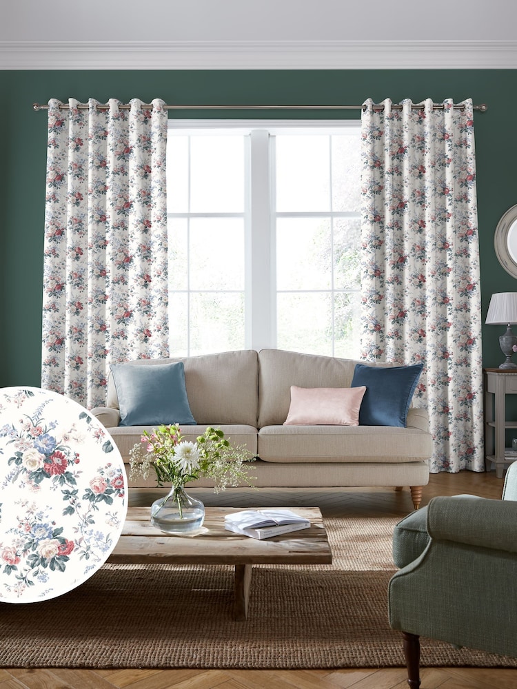 Laura Ashley Cream/Red Stowe Made to Measure Curtains - Image 1 of 9