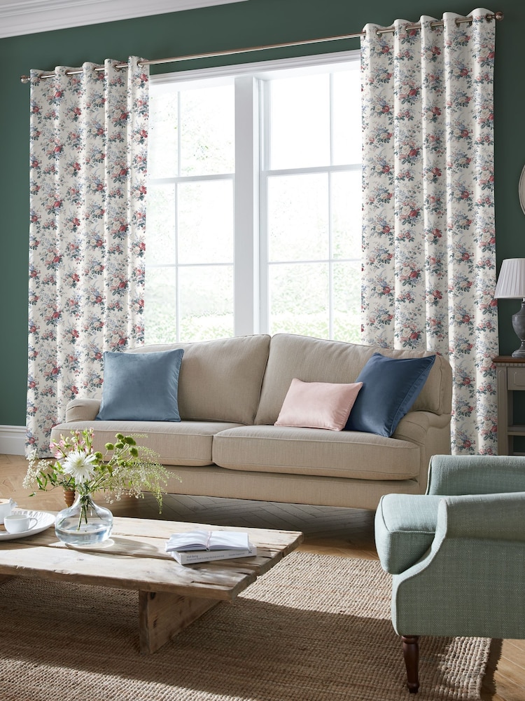 Laura Ashley Cream/Red Stowe Made to Measure Curtains - Image 2 of 9