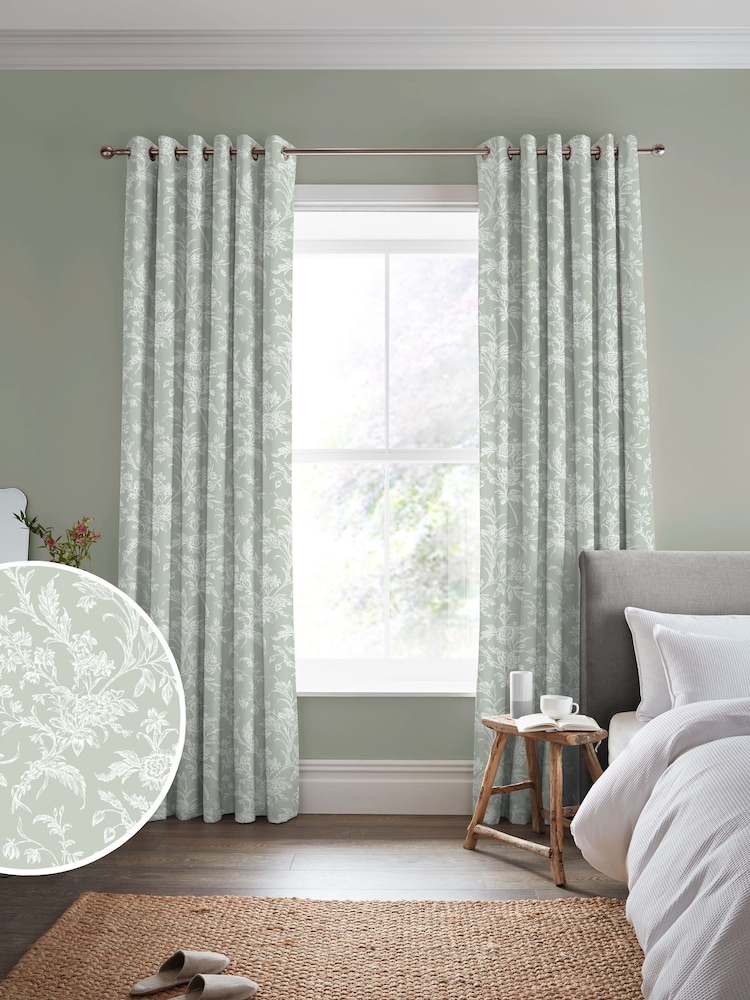Laura Ashley Sage Green Lloyd Made to Measure Curtains - Image 1 of 9