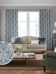 Laura Ashley Seaspray Blue Peacock Damask Made to Measure Curtains - Image 1 of 9