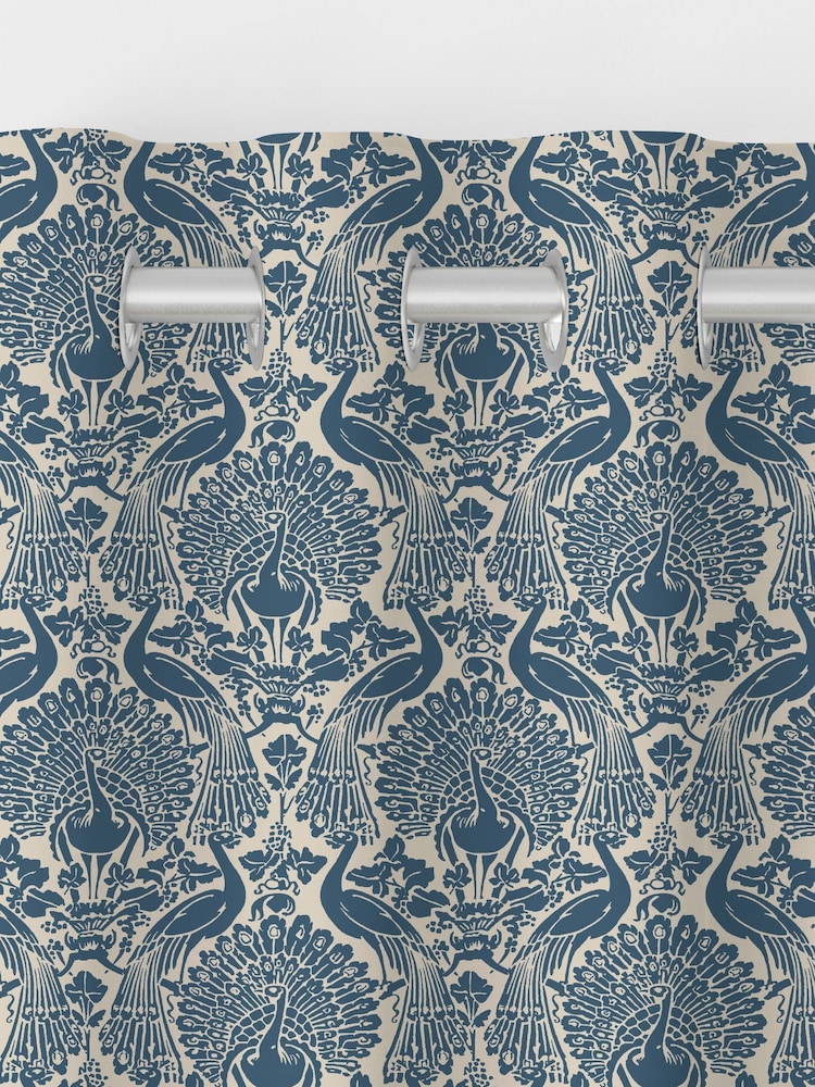 Laura Ashley Seaspray Blue Peacock Damask Made to Measure Curtains - Image 7 of 9