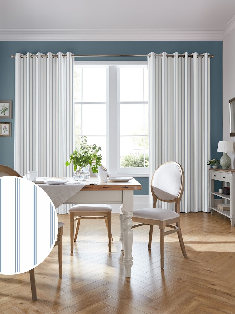 Laura Ashley Dusky Blue Farnworth Made to Measure Curtains - Image 1 of 9