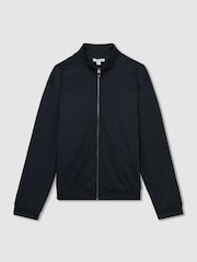 Reiss Navy Aksel Wave-Jacquard Zip-Through Jacket - Image 2 of 7