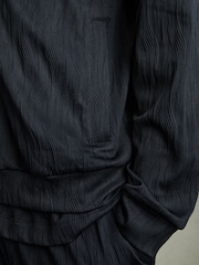 Reiss Navy Aksel Wave-Jacquard Zip-Through Jacket - Image 5 of 7