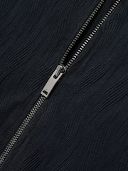 Reiss Navy Aksel Wave-Jacquard Zip-Through Jacket - Image 7 of 7