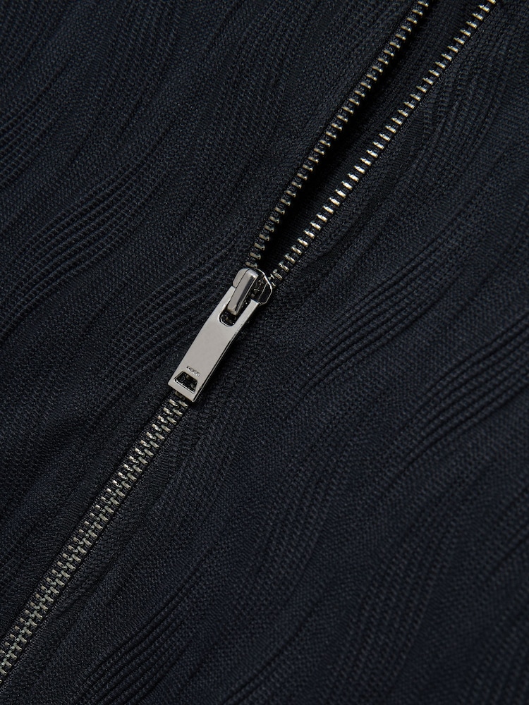 Reiss Navy Aksel Wave-Jacquard Zip-Through Jacket - Image 7 of 7