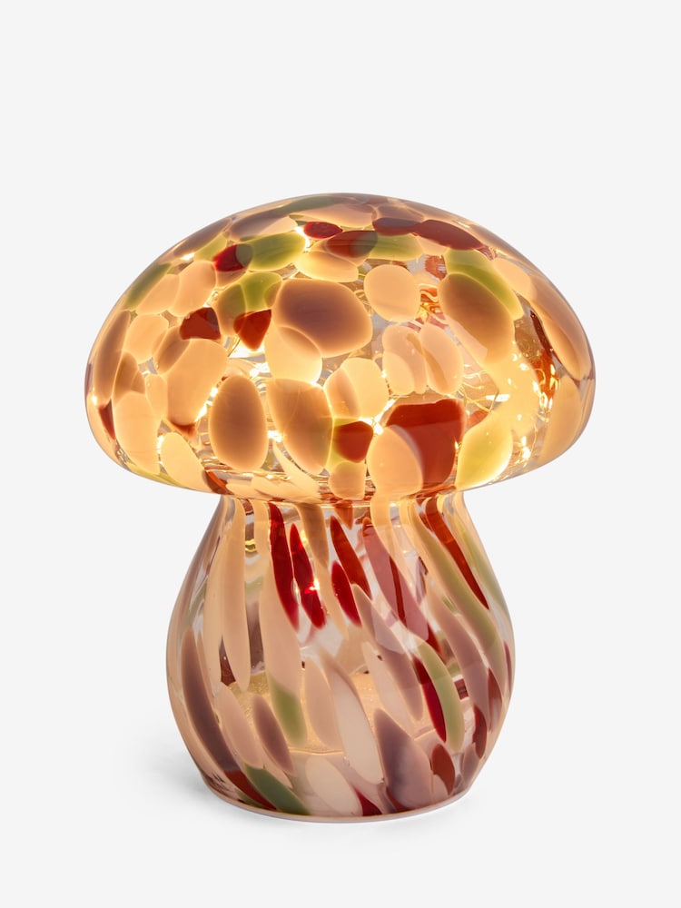 Pink Confetti Toadstool Battery Operated Glass Feature Light - Image 1 of 2