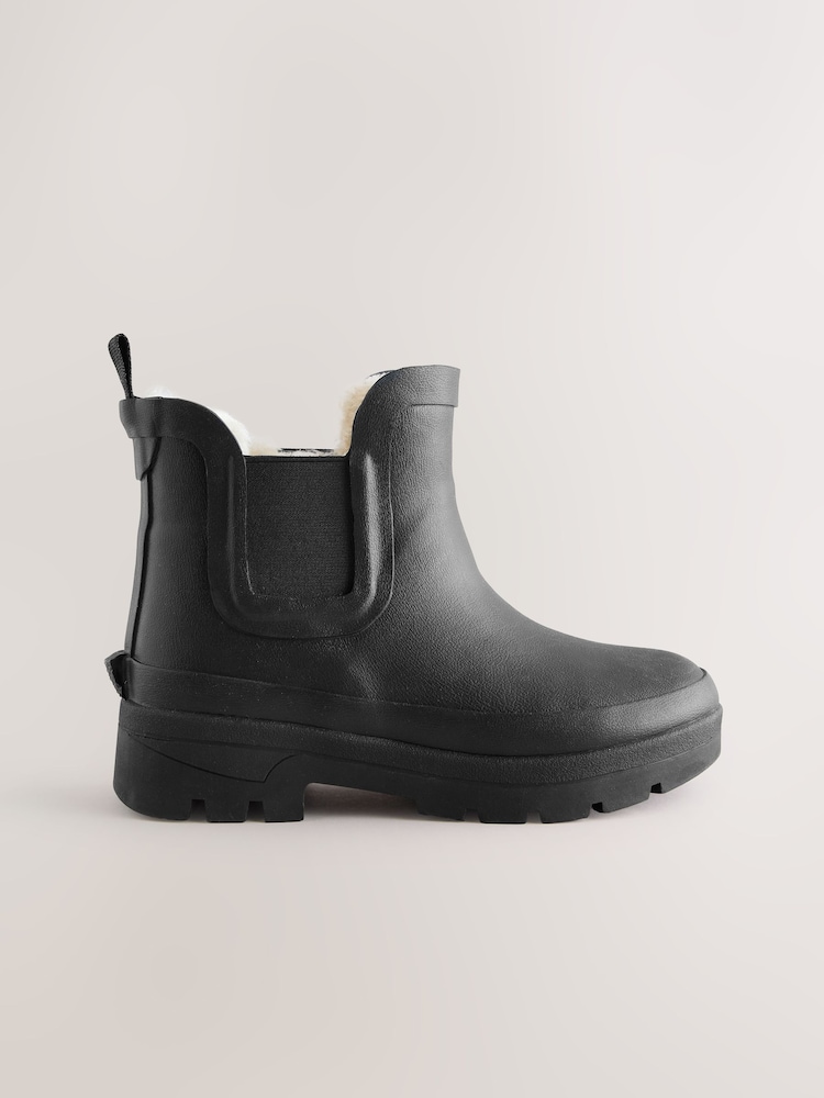 Black Warm Lined Ankle Wellies - Image 2 of 5