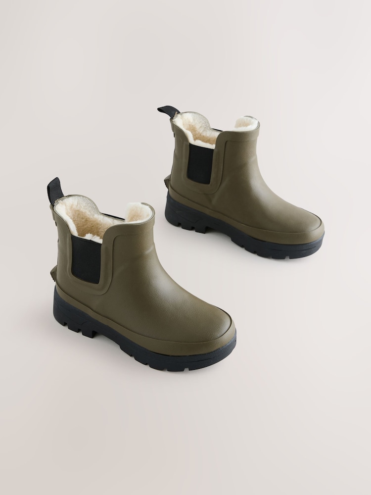 Verde caqui - Botas de agua tobilleras con forro calentito - Imagen 1 de 6